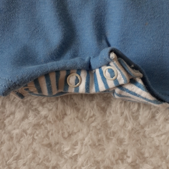 Carter's Vintage Babies Blue and White 100% Cotton Striped Romper Size 6-9 MO - Picture 4 of 8